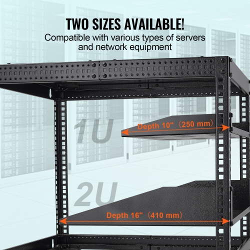 VEVOR 2U Server Rack Shelf, 16" Depth, 50lbs Max Load Capacity Vented Cantilever or Wall Mount Rack Mount Shelf with Tray, Good Air Circulation for