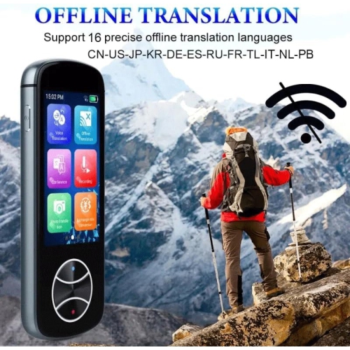 Stylo de traduction portable, gris, pour enregistrement bidirectionnel en temps réel hors ligne et traduction de photos