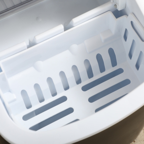 HOMCOM Portable Ice Maker Countertop with Handle, Self Cleaning Ice Maker Machine with Scoop and Basket, 26lbs/24Hrs, 9 Cubes Ready in 6 Mins for
