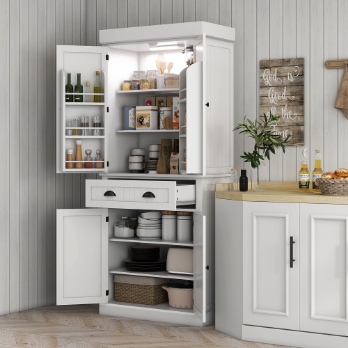 Armoire garde-manger de 71&nbsp;po de HOMCOM avec lampe à capteur de mouvement LED, garde-manger autonome avec 6 supports à épices, grande armoire de