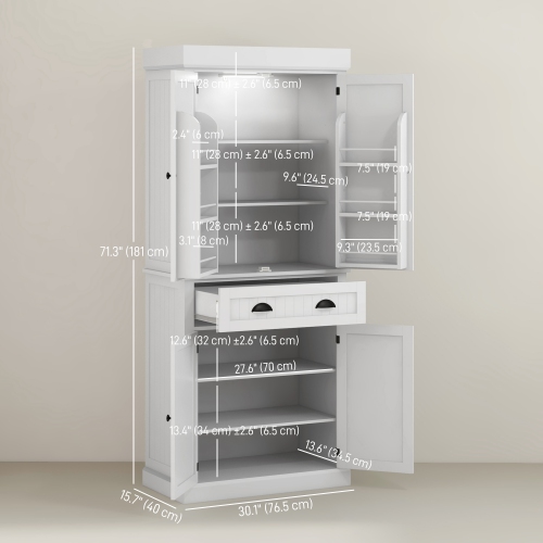 Armoire garde-manger de 71&nbsp;po de HOMCOM avec lampe à capteur de mouvement LED, garde-manger autonome avec 6 supports à épices, grande armoire de