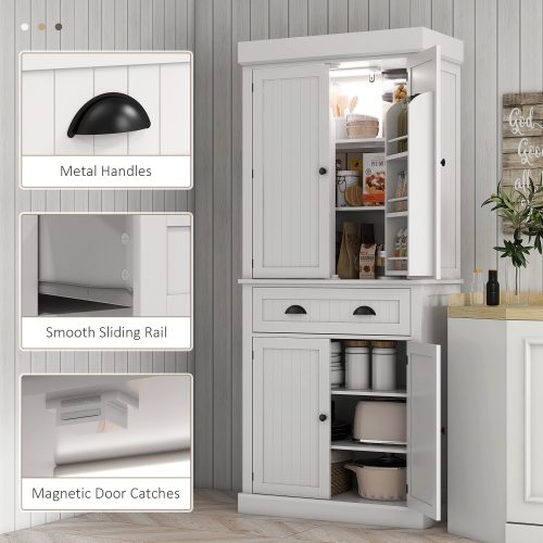 Armoire garde-manger de 71&nbsp;po de HOMCOM avec lampe à capteur de mouvement LED, garde-manger autonome avec 6 supports à épices, grande armoire de