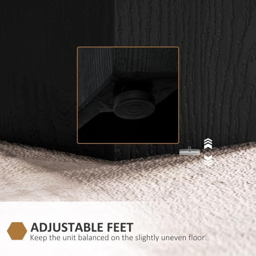 HOMCOM Concrete Finish Side Table, Lightweight Accent Table, 17" Patio Hexagonal Stump End Table with 4 Adjustable Feet for Indoor, Outdoor, Black