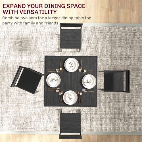 HOMCOM Dining Table Set for 2, Kitchen Table and Chairs for Small Space, Industrial Dining Set for Dining Room, Breakfast Nook, Black