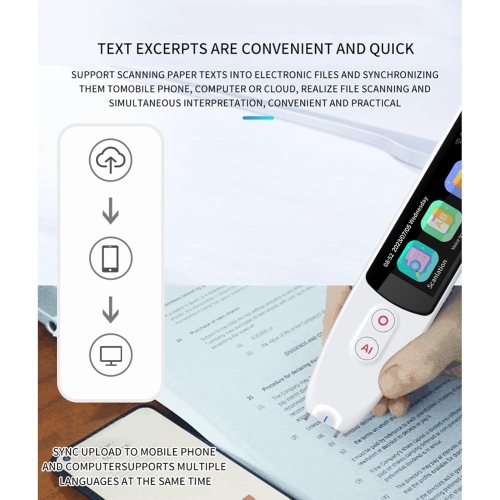 Stylo de numérisation de traduction, numériseur à stylet multifonction en temps réel avec écran tactile LCD, prend en charge 12 langues ​​Traduction