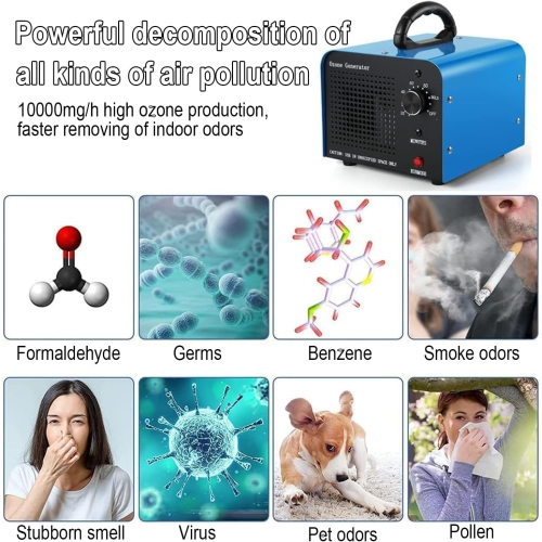 Purificateur d'air professionnel Ozone – Minuterie de 120 minutes | Élimine instantanément les bactéries et le formaldéhyde | Pour la maison, la