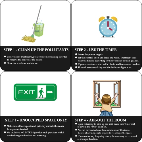 Purificateur d'air professionnel Ozone – Minuterie de 120 minutes | Élimine instantanément les bactéries et le formaldéhyde | Pour la maison, la