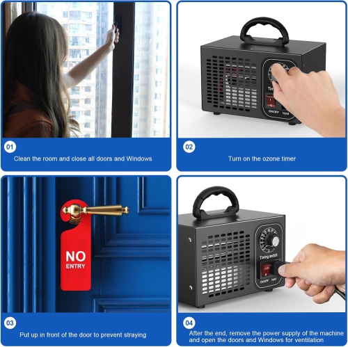 60,000mg/h Ozone Generator – 60g/h Output, Suitable for 120m2 Space | Removes Odors, Mold, etc. | Timing Energy Saving, Air Purifier Home Armored