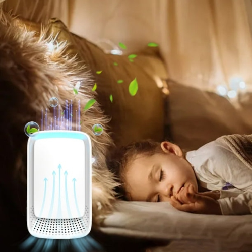 Mini air purifier, car filter, home purifier - fast 10-minute purification, portable and quiet, one-button operation - ideal for home, office and