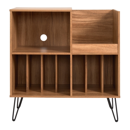 Grand tourne-disque en bois d'ingénierie Vintora de CorLiving avec tablettes ouvertes