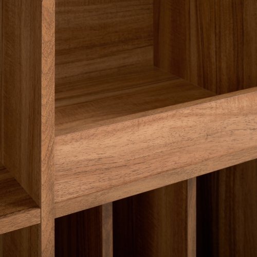 Grand tourne-disque en bois d'ingénierie Vintora de CorLiving avec tablettes ouvertes