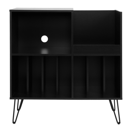 Grand tourne-disque en bois d'ingénierie Vintora de CorLiving avec tablettes ouvertes