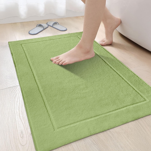 Tapis de bain Yukon en lin canadien, paq. 2, 20 x 34&nbsp;po, lavable, doux, séchage rapide, cadre photo, vert sauge
