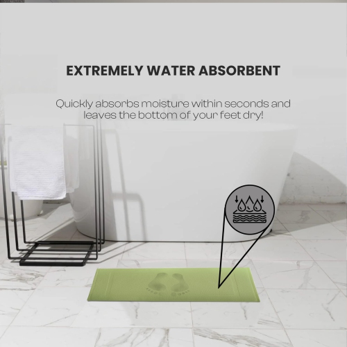 Tapis de bain Yukon en lin canadien, paq. 2, 20 x 34&nbsp;po, lavable, doux, séchage rapide, cadre photo, vert sauge