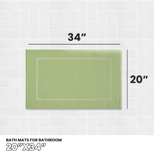 Tapis de bain Yukon en lin canadien, paq. 2, 20 x 34&nbsp;po, lavable, doux, séchage rapide, cadre photo, vert sauge