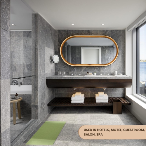 Tapis de bain Yukon en lin canadien, paq. 2, 20 x 34&nbsp;po, lavable, doux, séchage rapide, cadre photo, vert sauge