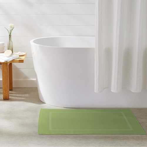 Tapis de bain Yukon en lin canadien, paq. 2, 20 x 34&nbsp;po, lavable, doux, séchage rapide, cadre photo, vert sauge