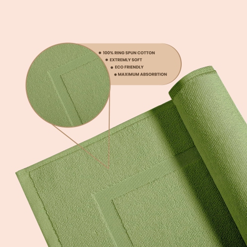 Tapis de bain Yukon en lin canadien, paq. 2, 20 x 34&nbsp;po, lavable, doux, séchage rapide, cadre photo, vert sauge