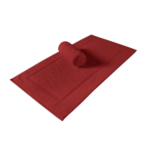 Tapis de bain Canadian Linen Yukon, paq. 2, 20 x 34&nbsp;po, coton doux et absorbant, séchage rapide, lavable, motif cadre photo, bourgogne