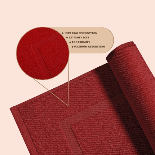 Tapis de bain Canadian Linen Yukon, paq. 2, 20 x 34&nbsp;po, coton doux et absorbant, séchage rapide, lavable, motif cadre photo, bourgogne