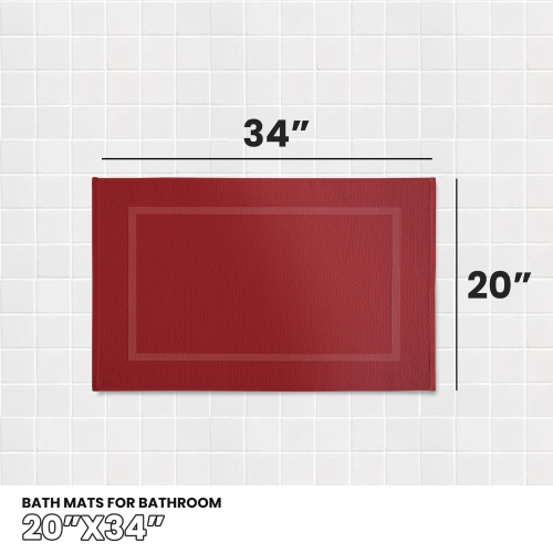 Tapis de bain Canadian Linen Yukon, paq. 2, 20 x 34&nbsp;po, coton doux et absorbant, séchage rapide, lavable, motif cadre photo, bourgogne