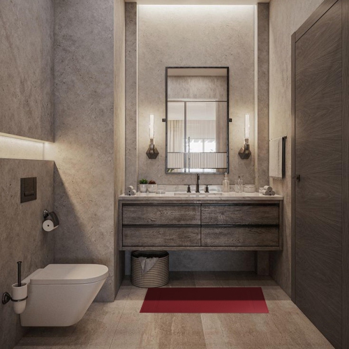 Tapis de bain Canadian Linen Yukon, paq. 2, 20 x 34&nbsp;po, coton doux et absorbant, séchage rapide, lavable, motif cadre photo, bourgogne