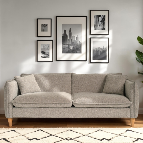 Amber & Emily Oliver Boucle Elegant Minimalist Sofa