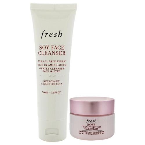 Dewy Skin Duo Skincare Set by Fresh for Women - 2 Pc 1.6oz Soy Face Cleanser, 0.5oz Rose Deep Hydration Face Cream