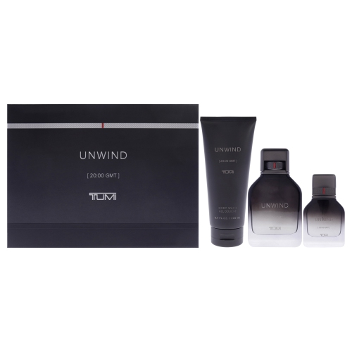 Détendez-vous par Tumi pour hommes – Coffret-cadeau de 3 pièces 3,4&nbsp;oz en vaporisateur, 1&nbsp;oz en aérosol, 6,7&nbsp;oz pour le corps