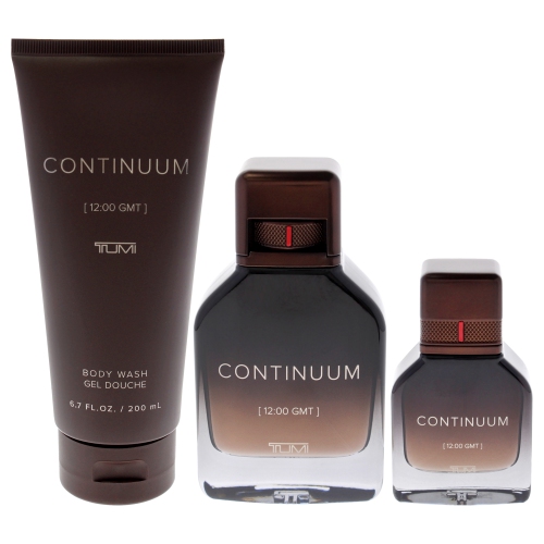 Continuum by Tumi for Men - 3 Pc Gift Set 3.4oz EDP Spray, 1oz EDP Spray, 6.7oz Body Wash
