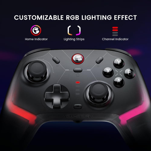 GameSir Cyclone 2 PC Controller with Mag-Res TMR Sticks, RGB Lighting, and Charging Dock for PC, Switch, iOS, Android - Black