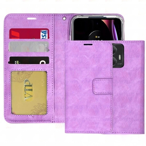 [CS] Magnetic Card Slot Leather Folio Wallet Flip Case Cover for Motorola Moto G Power 5G 2025, Purple
