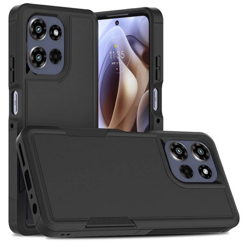 [CS] Étui rigide en caoutchouc robuste double couche pour Motorola Moto G 5G 2025, noir