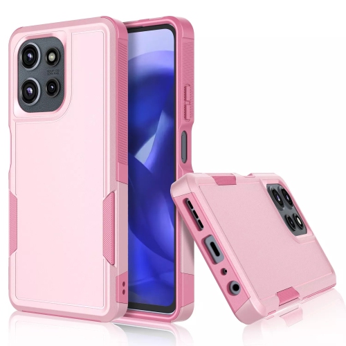 [CS] Dual Layers Heavy Duty Rubber Armor Hard Case Cover for Motorola Moto G 5G 2025, Light Pink