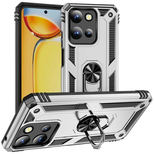 [CS] Étui rigide magnétique hybride avec support à anneau pour Motorola Moto G 5G 2025, gris