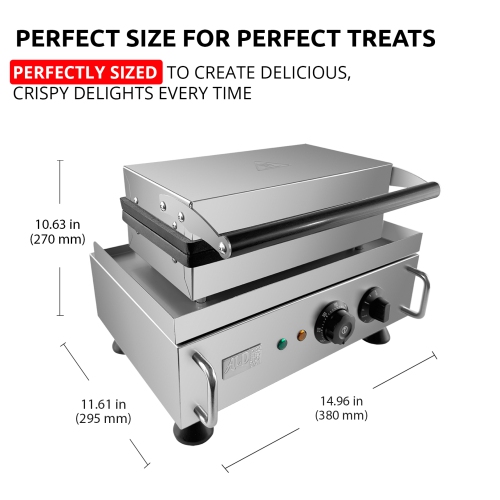 AP-527 Hot Dog Waffle Maker Commercial | Corn Dog Waffle Maker | 6 PCS | Hotdog Waffles on a Stick | Stainless Steel | 110V