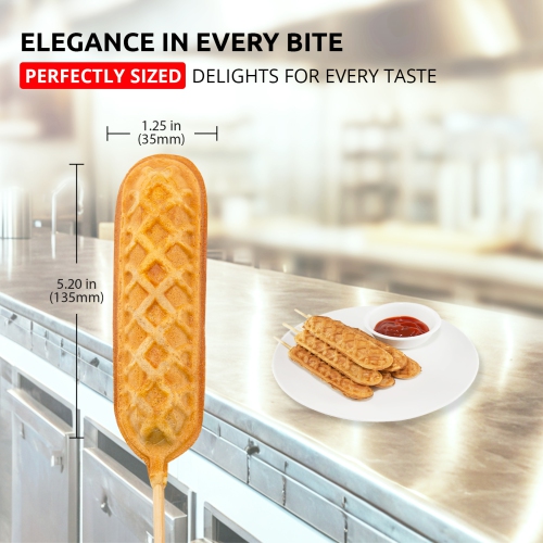 AP-527 Hot Dog Waffle Maker Commercial | Corn Dog Waffle Maker | 6 PCS | Hotdog Waffles on a Stick | Stainless Steel | 110V