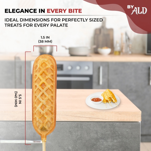 AR-EG6X Hotdog Waffle Maker | Waffle Iron for Corn Dogs | Stainless Steel | 6 Waffles on a Stick | 110V