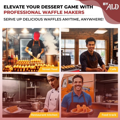 AR-EG6X Hotdog Waffle Maker | Waffle Iron for Corn Dogs | Stainless Steel | 6 Waffles on a Stick | 110V