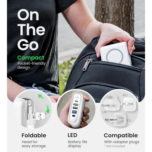 InfinaCore Pandora Portable Power Global Wireless Charger USB-C Wall Charger 8000mAh Power Bank, USB-C PowerDelivery Battery Pack, Fast Charge Phone