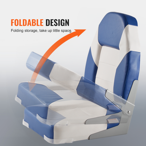 VEVOR 21.85" High Boat Seats, Back Boat Seat, Folding Boat Chair with Thickened Sponge Padding and Hinge, Fold-Down Boat Captain Chairs for Fishing