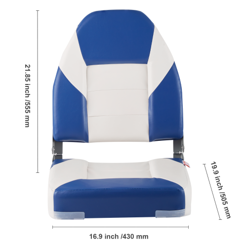 VEVOR 21.85" High Boat Seats, Back Boat Seat, Folding Boat Chair with Thickened Sponge Padding and Hinge, Fold-Down Boat Captain Chairs for Fishing