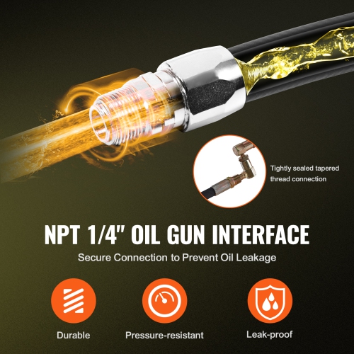 VEVOR 1/4" x 50' Fuel Hose Reel, Extra Long Retractable Grease Hose Reel, Spring Driven Auto Swivel Rewind, Heavy-Duty Carbon Steel Construction with