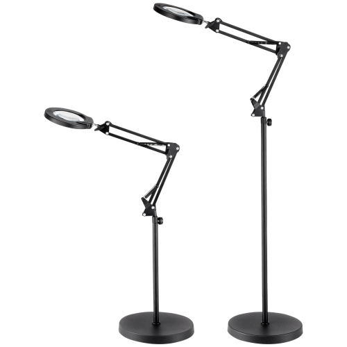 Lampadaire grossissant 3-en-1 VEVOR, loupe debout 5x avec lumière, loupe de plancher réglable en hauteur avec lumière, bras flexible, éclairage LED 5