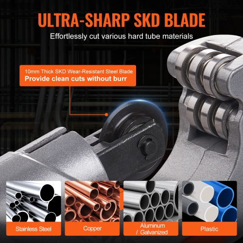 VEVOR 3PCS Tubing Cutter Set, 3/16"-2" O.D. Heavy Duty Pipe Cutter | 1/8"-7/8" O.D. Mini Pipe Cutter | Deburring Tool, Professional Pipe Cutter Kit