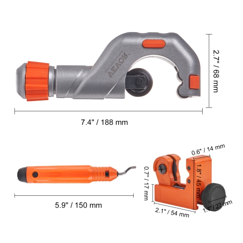 VEVOR 3PCS Tubing Cutter Set, 3/16"-2" O.D. Heavy Duty Pipe Cutter | 1/8"-7/8" O.D. Mini Pipe Cutter | Deburring Tool, Professional Pipe Cutter Kit