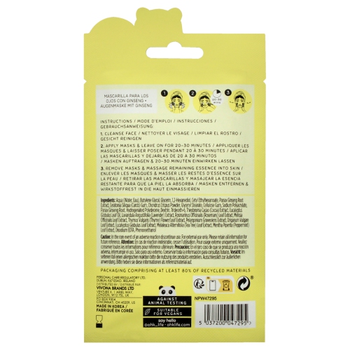 Masque pour les yeux - ginseng et eucalyptus de Oh K! Pour unisexe – 1 paires de masques