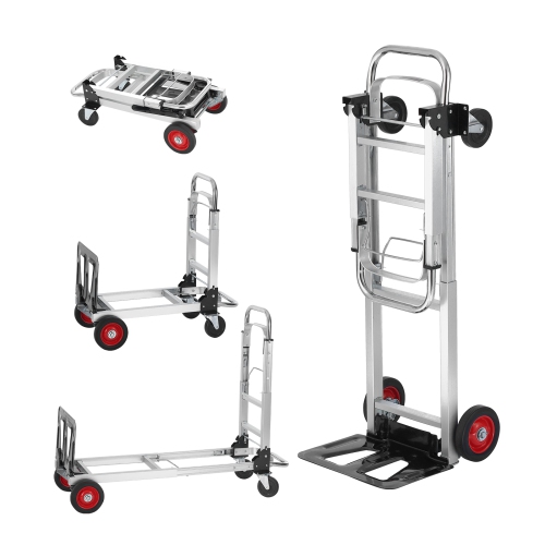 VEVOR 2 in 1 Aluminum Folding Hand Truck, 400 lbs Capacity, Heavy Duty Industrial Collapsible cart, Dolly Cart with Rubber Wheels for Transport and