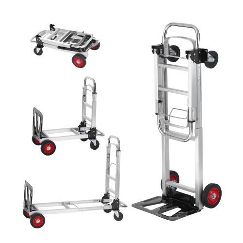 VEVOR 2 in 1 Aluminum Folding Hand Truck, 400 lbs Capacity, Heavy Duty Industrial Collapsible cart, Dolly Cart with Rubber Wheels for Transport and