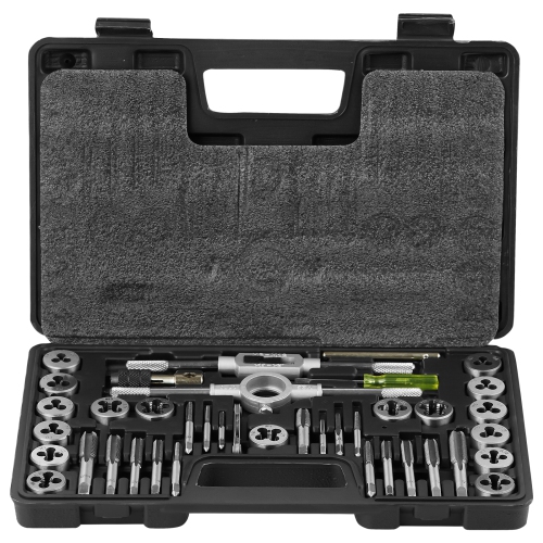 VEVOR 40-Piece Tap and Die Set, Include Metric Size M3 to M12, Bearing Steel Taps and Dies, Essential Threading Tool for Cutting External Internal